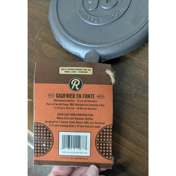Rome 7" Cast Iron Heavy Duty #1100 Old Fashioned Waffle Iron NEW - Picture 3 of 6